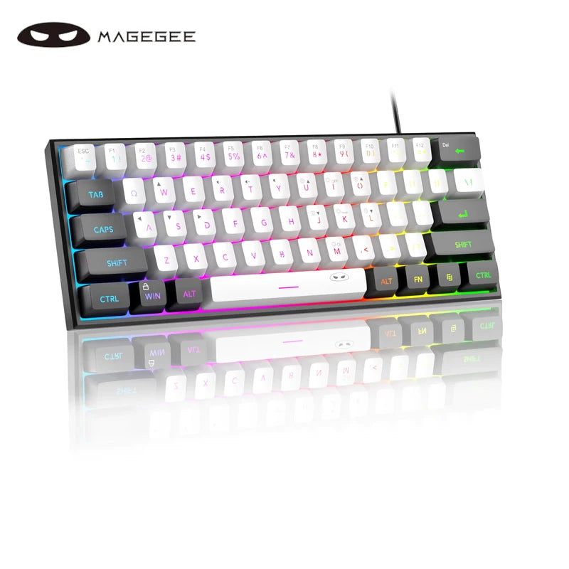 MageGee Mini 60% Gaming Keyboard, RGB Backlit 61 Key Ultra-Compact Keyboard, TS91 Ergonomic Waterproof Mechanical Feeling Office