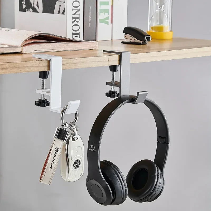 1pc Adjustable Desk Edge Hook Gaming Headset Desk Hanger Backpack Storage Hanging Hook Holder Punch-free Home Office Organizer