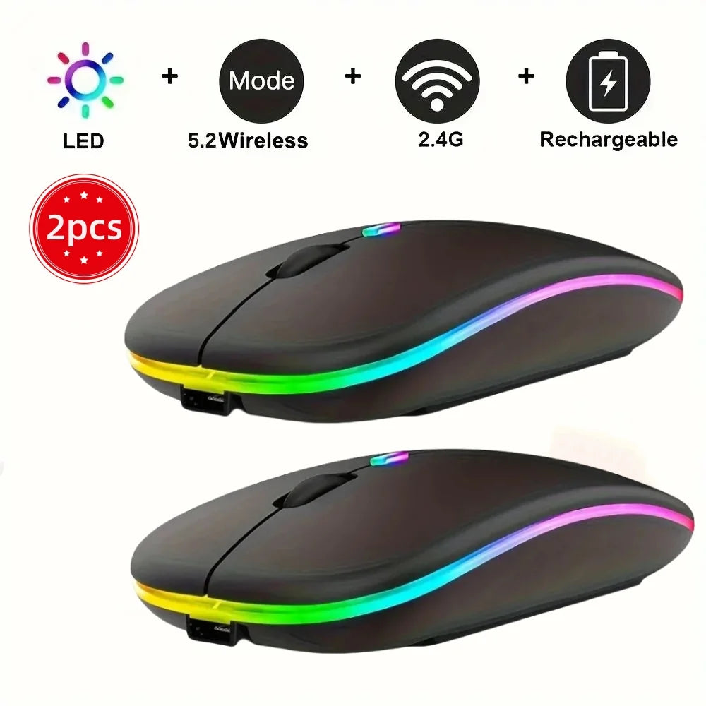 Wireless Mouse Gaming Mouse Backlight USB Compatible RGB Rechargeable Mice Silent Backlit Ergonomic Gaming Mouse for Laptop PC