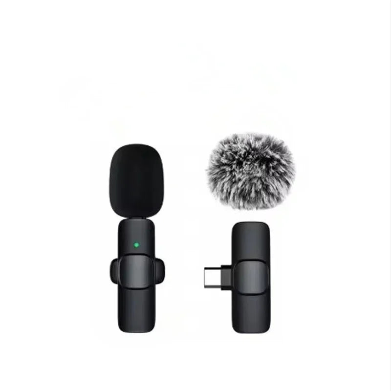 Portable Lavalier Wireless Microphone Audio Video Recording Mini Mic For iPhone Android Live Broadcast Gaming Phone With Receive