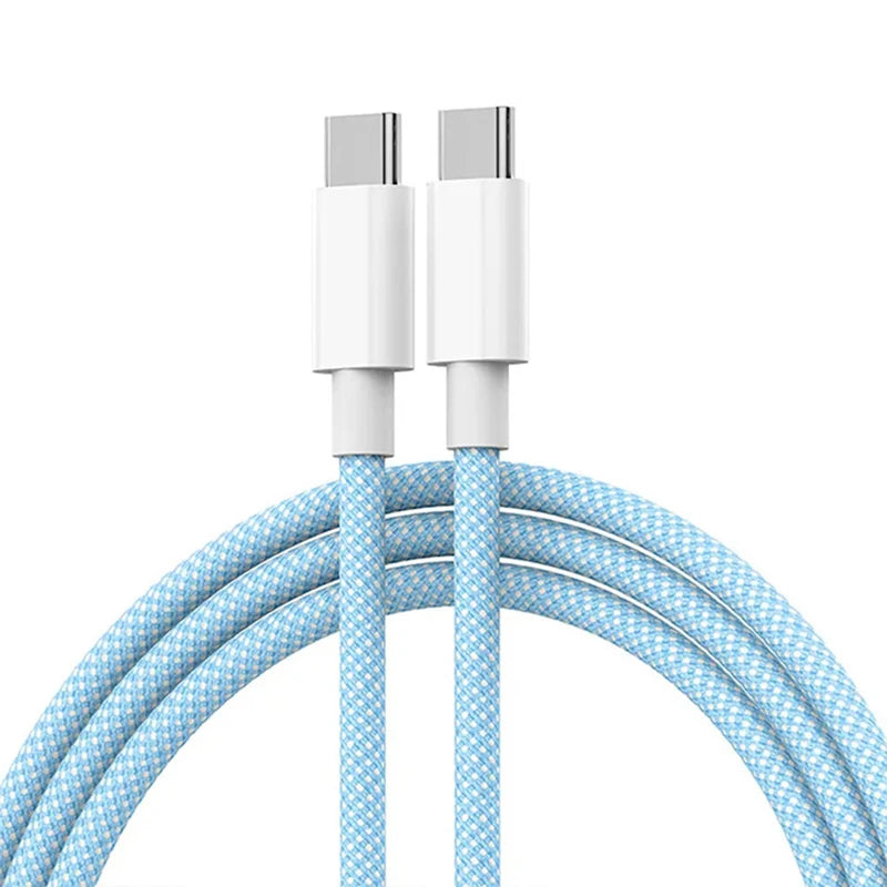 PD 60W Type C to Type C Color Cable For  iphone 15 15pro  Fast Charging For Xiaomi Samsung Huawei Type C Weaving Cable  1M 2M 3M
