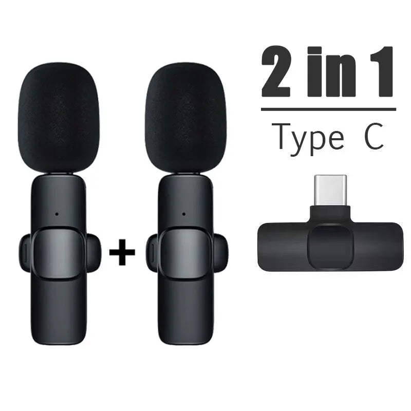 Lavalier Wireless Bluetooth Microphone Portable Audio Video Recording Mini Mic For iPhone Live Broadcast Gaming Phone Type-C