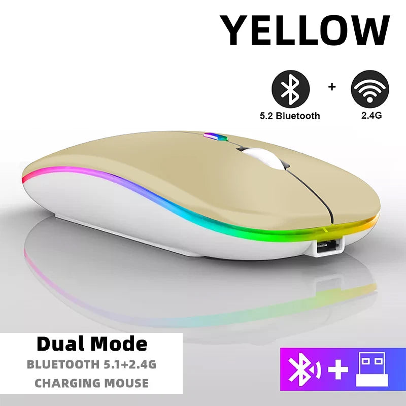 Wireless Mouse For Laptop PC Bluetooth RGB Rechargeable Mouses Wireless Computer Silent Mice LED Backlit Ergonomic Gaming Mouse