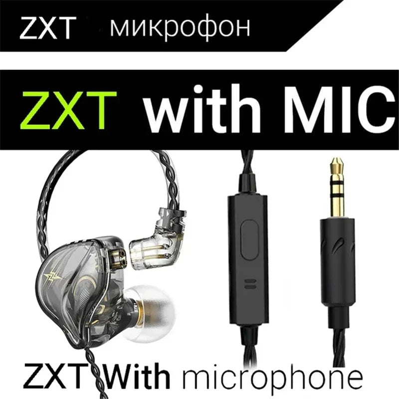 QKZ AK3 FiLe Wired Earphone with Microphone HiFi Music Monitor Bass Headphones Noise Cancelling Headset For Sport Gaming Earbuds
