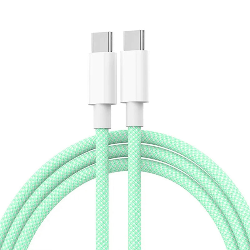 PD 60W Type C to Type C Color Cable For  iphone 15 15pro  Fast Charging For Xiaomi Samsung Huawei Type C Weaving Cable  1M 2M 3M