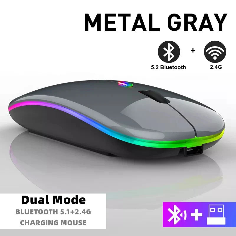 Wireless Mouse For Laptop PC Bluetooth RGB Rechargeable Mouses Wireless Computer Silent Mice LED Backlit Ergonomic Gaming Mouse