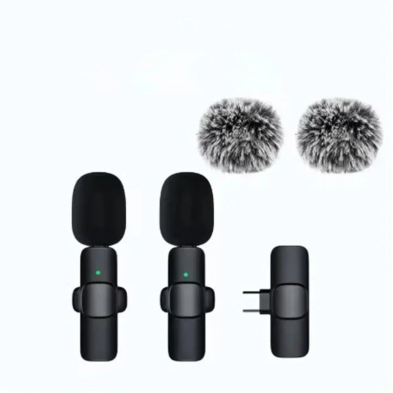 Portable Lavalier Wireless Microphone Audio Video Recording Mini Mic For iPhone Android Live Broadcast Gaming Phone With Receive