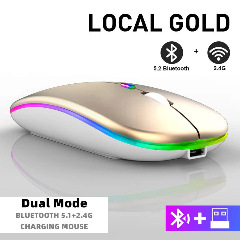 Wireless Mouse For Laptop PC Bluetooth RGB Rechargeable Mouses Wireless Computer Silent Mice LED Backlit Ergonomic Gaming Mouse